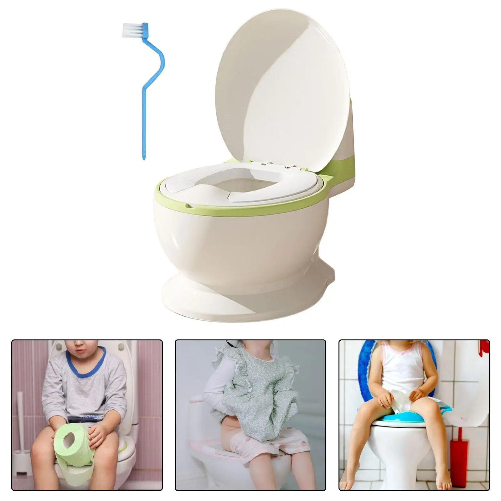 Baby Potty Toilet Removable Potty Pot Lifelike Flush Button Comfortable Potty Trainer Transition Potty Seat for Bedroom Babies