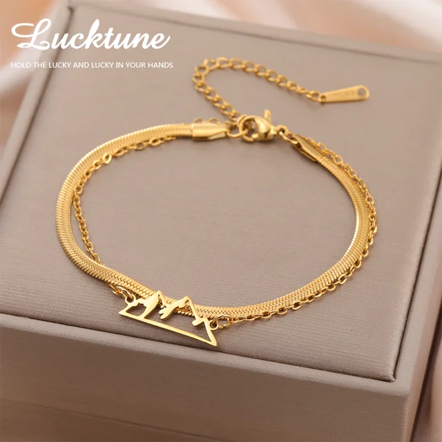 Lucktune Mountain Charms Stainless Steel Bracelet Jewelry