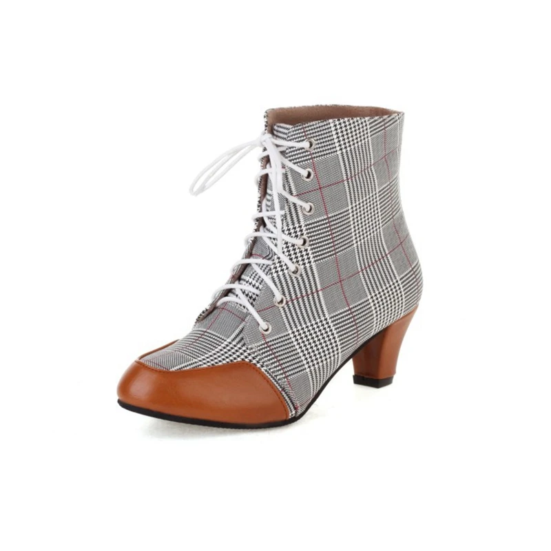 

Женские ботинки на шнуровке, ковбойские ботинки на платформе и высоком каблуке, большие размеры 33-44, зимняя обувь, 2021, 33039