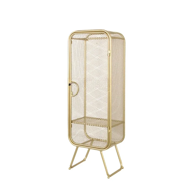 

GY Nordic Mobile Wardrobe Cabinet Bedroom Iron Grid Clothing Showcase Simple Golden Storage Cabinet Underwear Showcase