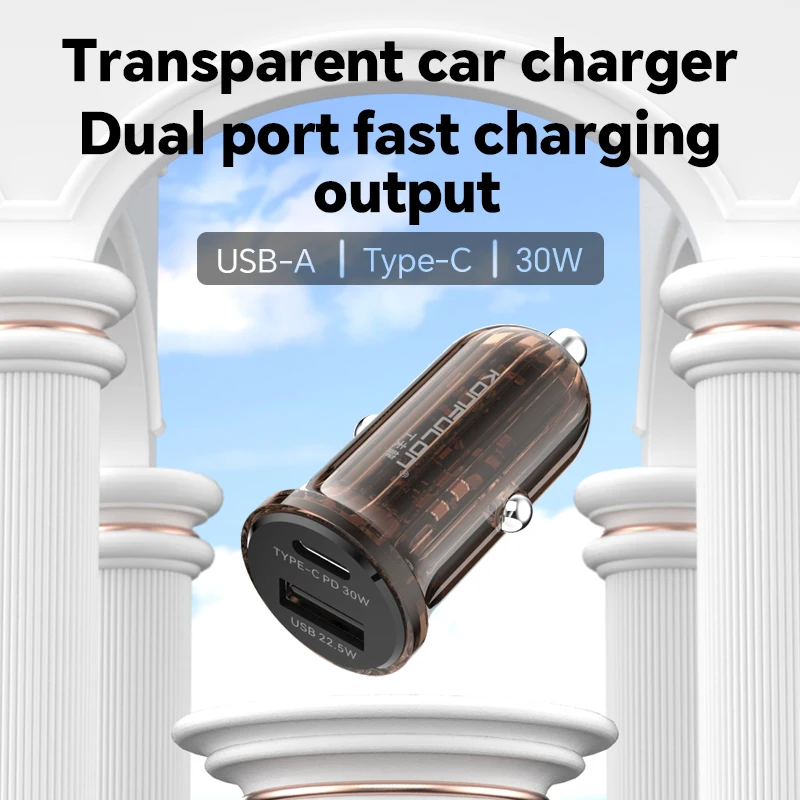 

KONFULON Dual Ports In-Car Adapter Fast Charging QC3.0 22.5W Quick Mini Car Charger In Car For iPhone Xiaomi Samsung Huawei