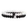 Ensemble de bracelets pour couple, charme en pierre naturelle œil de tigre et lave noire, bracelet extensible tendance, bracelet perlé de yoga, bijoux d'amitié, cadeau