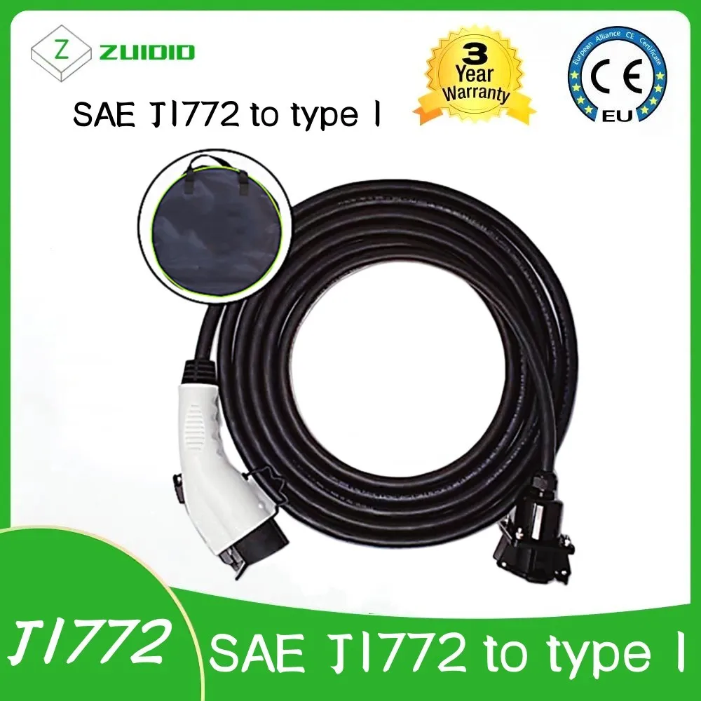 J1772 female plug to type 1 EVSE Charging cable SAE 32A 5M 10M male socket EV charging connectors charger adapter extension разъемы для зарядки ev удлинитель зарядного устройства j1772 разъем мама к зарядному кабелю типа 1 evse sae 32a 5 м 10 м папа