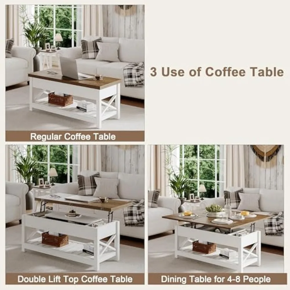 Lift Top Coffee Table,Multi-Function Convertible Coffee Table with Storage and Compartment,Coffee Table Converts to Dining Table 5