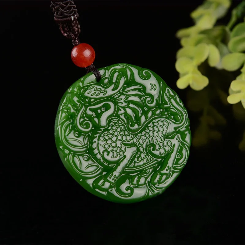 

Natural Green Hand-carved Kylin Jade Pendant Fashion Boutique Jewelry Men and Women's Beast Necklace Gift Accessories