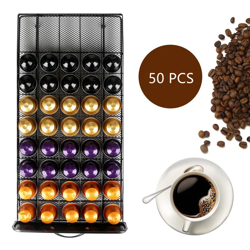 50 Cups Coffee Pods Drawers Capsules Holder Storage Stand Rack Holder Shelves For Nespresso Coffee Organizer