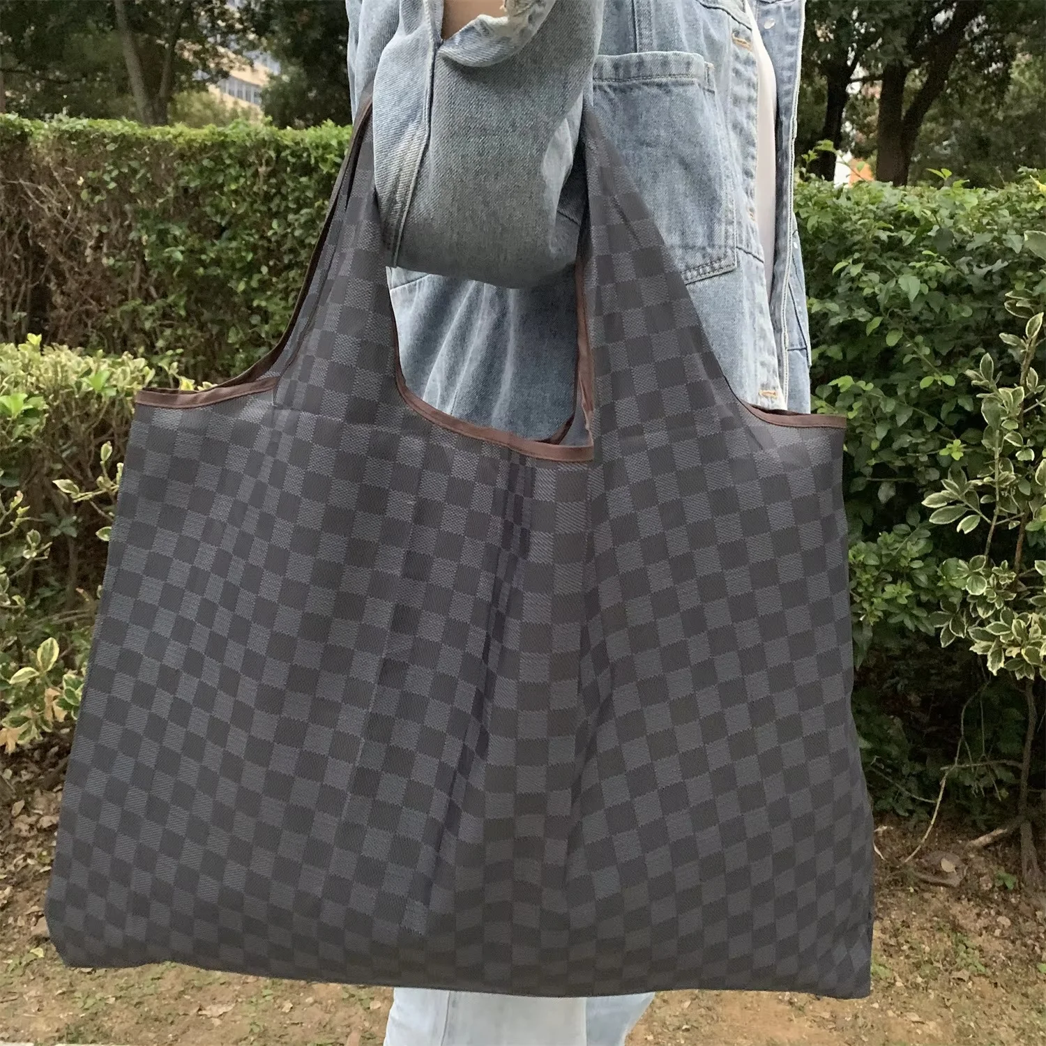 Eco-Friendly Reusable Folding Tote Bag Compact Shoulder Handbag for Travel & Supermarket Shopping Women's Portable Gift Hot Sell - 2