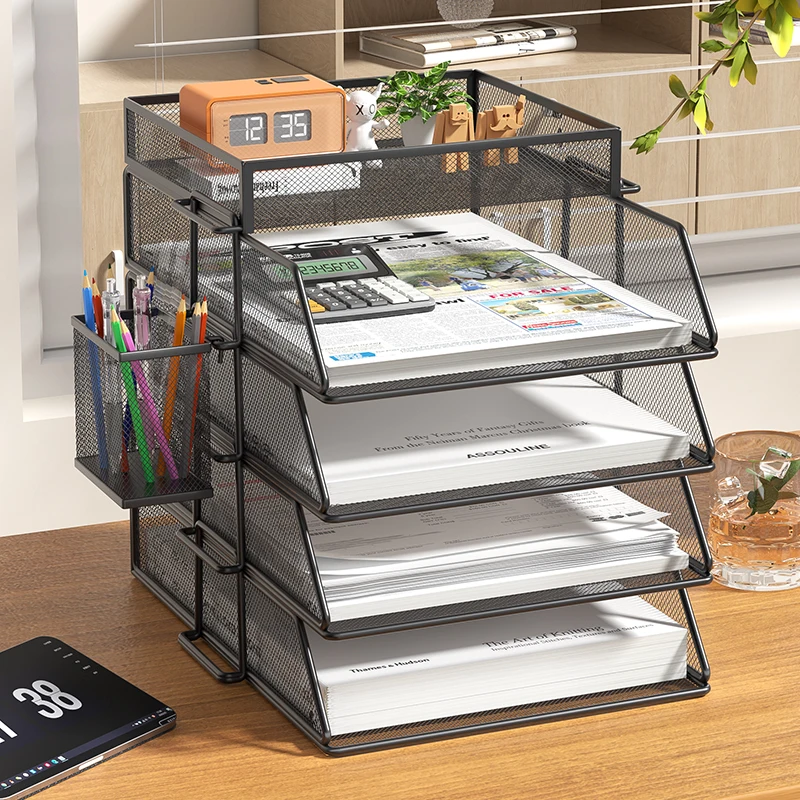 File and Desktop Organizer 4-Tier Stackable Tray for Paper Letter Accessories for Office Desk file organizer