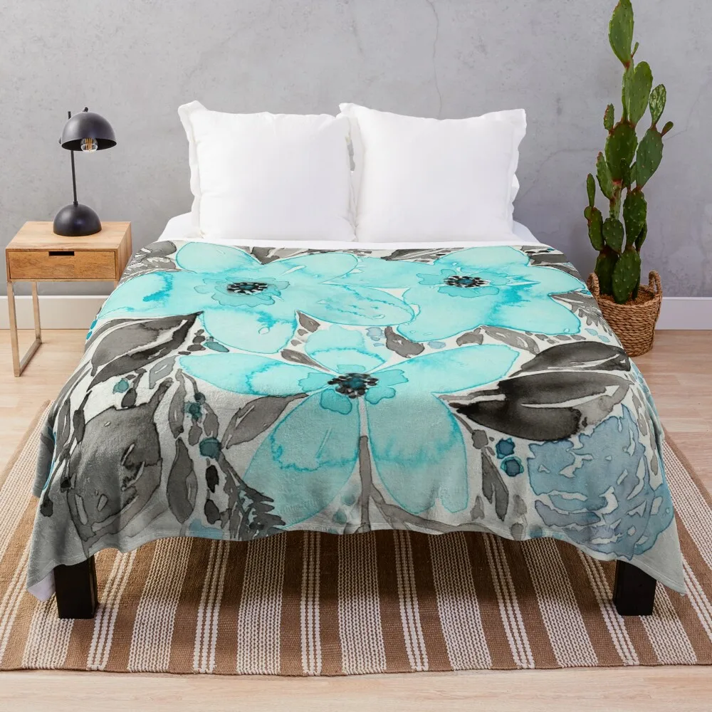 

Blue Floral Mix Throw Blanket Blanket Luxury Blanket For Baby Tourist Blanket