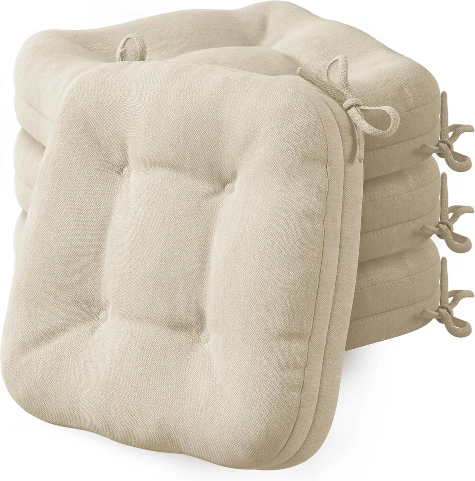 Thick Memory Foam Dining Chair Cushions Set of 4