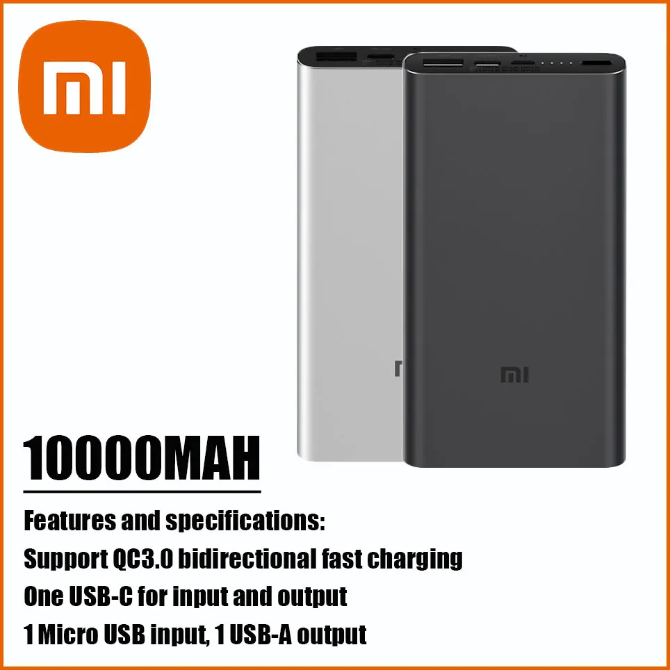 

10000mAh PLM12ZM USB Type C QC3.0 18W Fast Charging Mi Powerbank 10000 Portable Charger Poverbank Original Xiaomi Power Bank 3