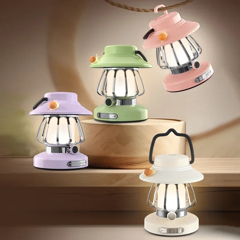 Camping Lamp Camping Night Lights USB C Rechargeable 3 Colors Stepless Dimming Night Light Outdoor Portable Emergency Retro LED camping light portable lanterns camping lamp camping lantern