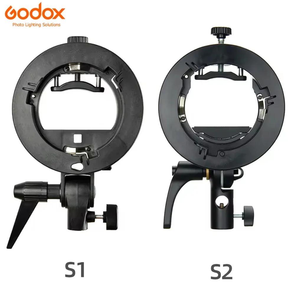 Godox S2 Speedlite Bracket S1 Updated S-Type Bowens Flash Holder Mount For Godox V1 V860III AD200 AD400Pro TT600 Snoot Softbox flash holder