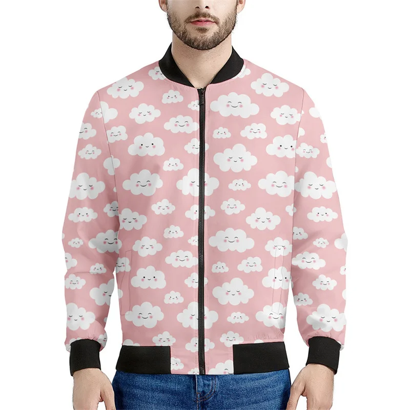 thumbnail image 1 of Chaqueta con cremallera con estampado de nubes blancas de dibujos animados para hombre, sudaderas casuales de manga larga con estampado 3D de cielo, chaquetas para niños, abrigos, blusas de calle, 1 of 5