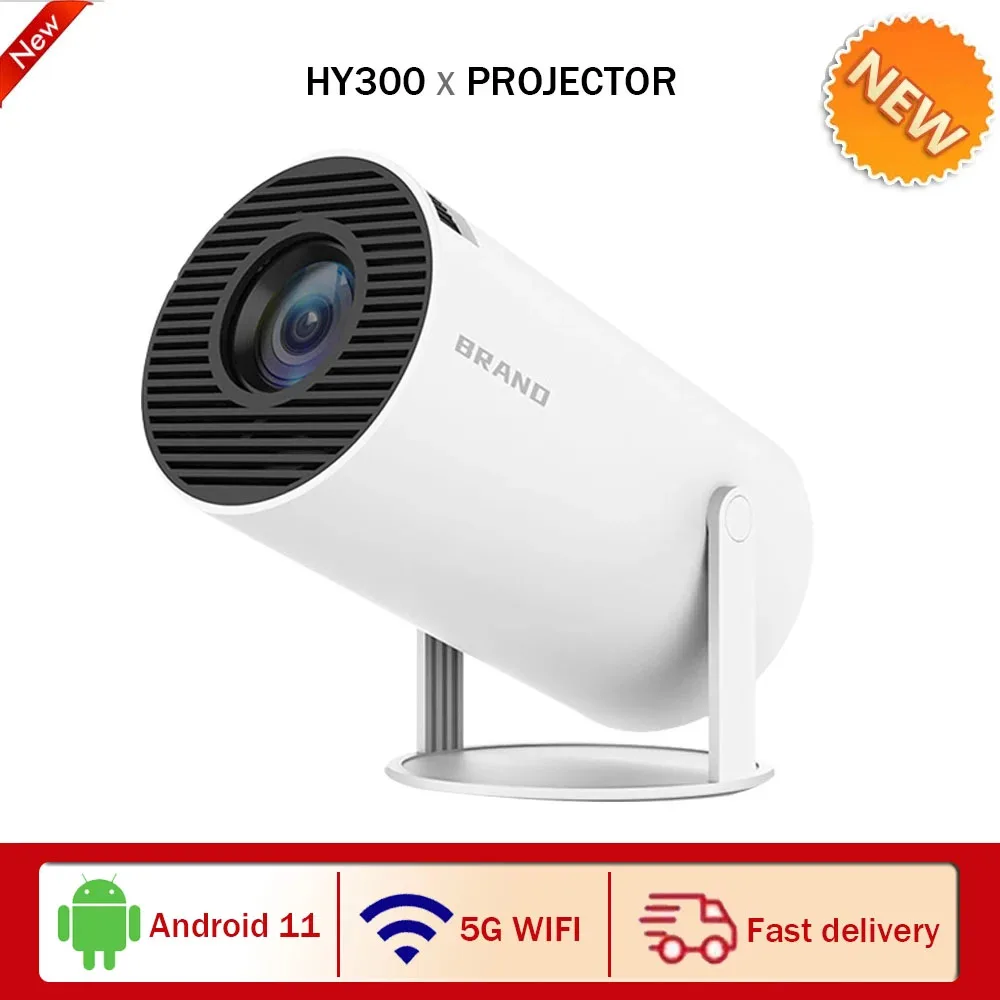 

4K 1280*720P Android 11 HY300 Projector H713 BT5.0 200 ANSI HDMI Projector 5G Wifi Smart Home Cinema Outdoor Portable Projector