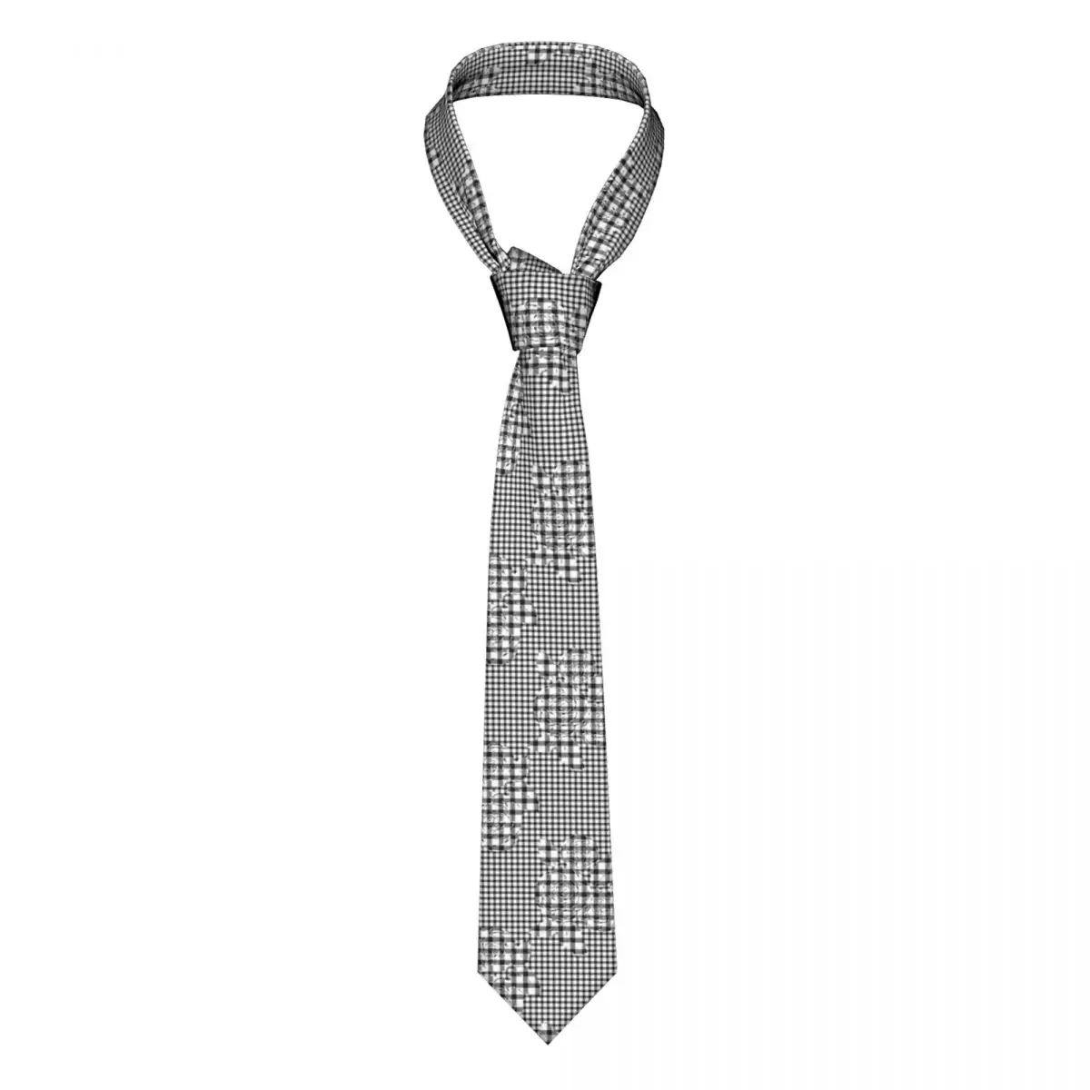 

Classic Tie for Men Silk Mens Neckties for Wedding Party Business Adult Neck Tie Casual Black Plaid With Flowers Tie