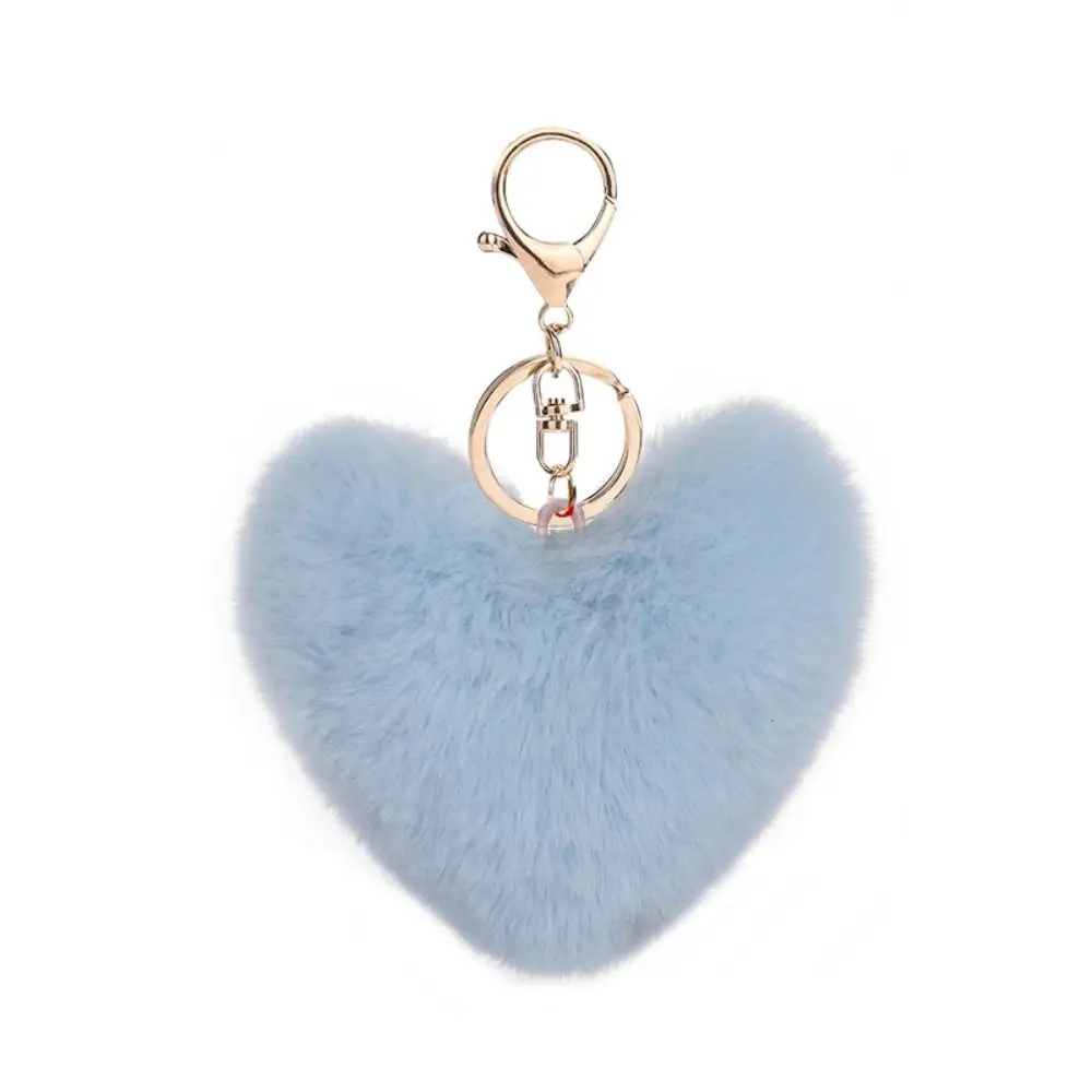 Liebe Herz Plüsch Tasche Anhänger Flauschigen Ball Auto Schlüssel Ring Nachahmung Kaninchen Fell Einfarbig Schlüssel Kette Tasche Zubehör – Detail 12