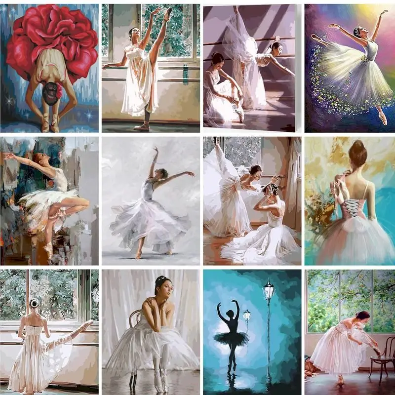 Acrylic Paint Set Oil Paint GATYZTORY Ballet Girl DIY Oil Painting By Numbers Package Acrylic Paints Canvas Painting Wall Decoration Kids Wall Art Drawing