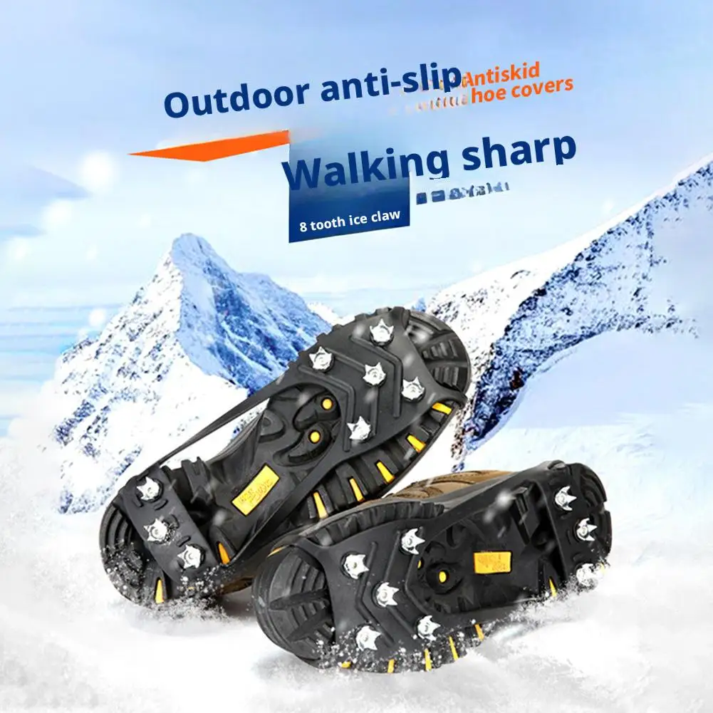 8-Tooth Ice Gripper Spikes for Shoes Anti-Slip Crampons for Winter Outdoor Hiking Mountain Climbing on Ice Snow