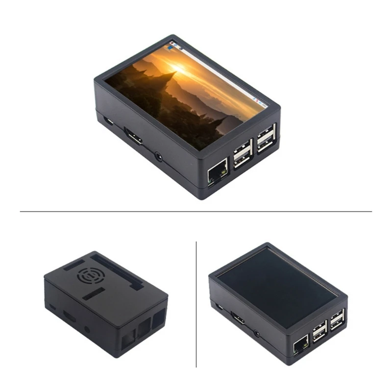 

для RaspberryPi 3B 3B+ корпус корпуса для RPI 3B plus защитный корпус 3,5-дюймовый экран TFT ЖК-вентилятор для дополнительного