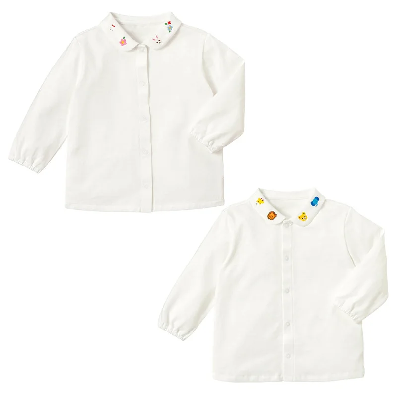 

Japanese and Korean Children's Casual Shirt Spring Boys and Girls Cartoon Bear Embroidered Long-sleeved Blouse Baby Boy Top