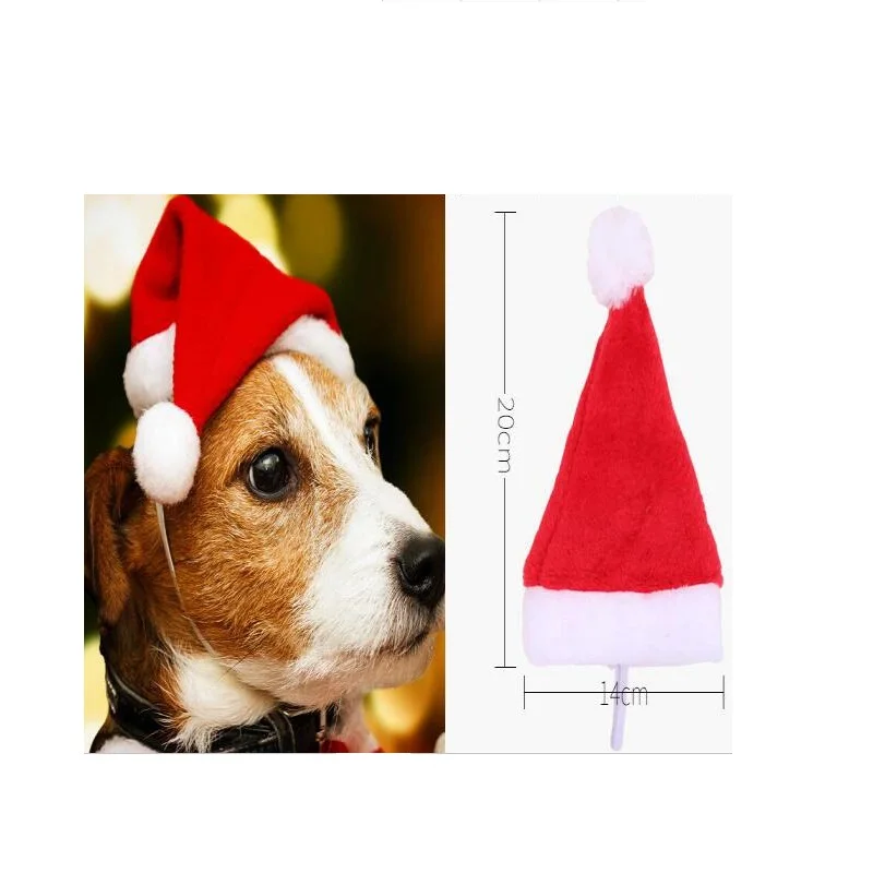 50pclotPetdogpuppyChristmasCapsredHatForDogsCatsGiftdog