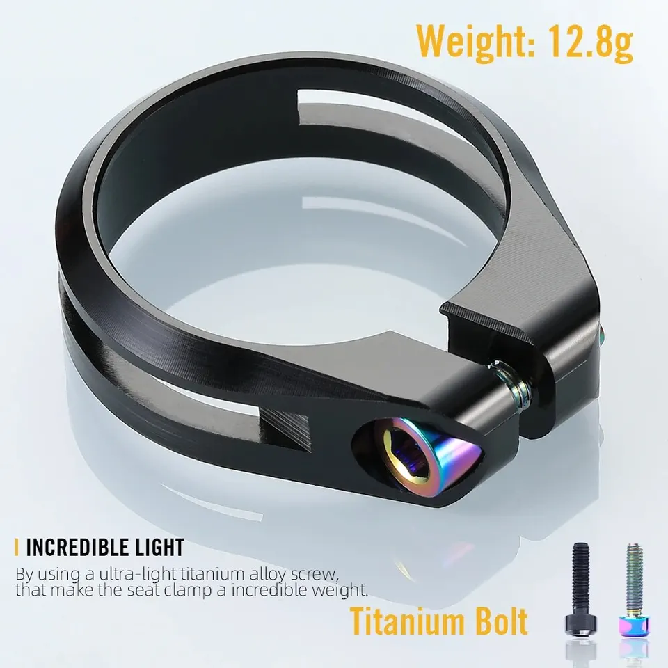Collier De Serrage Alliage Aluminium Pour Levier Vitesse Vélo – 22.2 Mm, Avec Boulons, Couleur Noir/rouge - 11