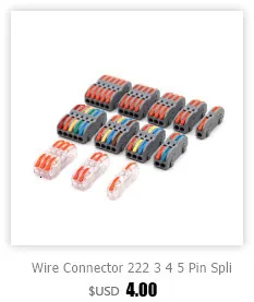Description Picture 2 of item1PC 225 Series Wire Connectors Plug-in Electrical Terminal Block Spliceable One In Multiple Out Splitter Guide Rail Junction Box