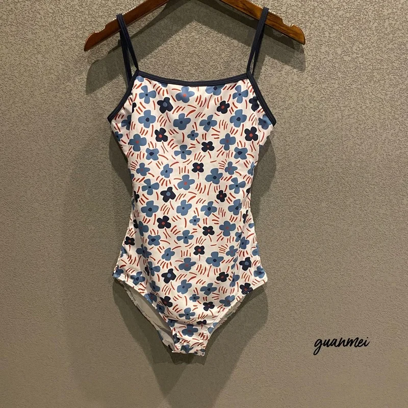 2023 ins wind floral one-piece swimsuit women Japanese and Korean girls retro backless sexy hot spring swimsuit women