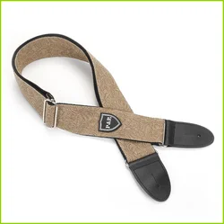 Enhanced Denim Cotton Guitar Strap - Adjustable & Padded for Comfort (Light Brown)