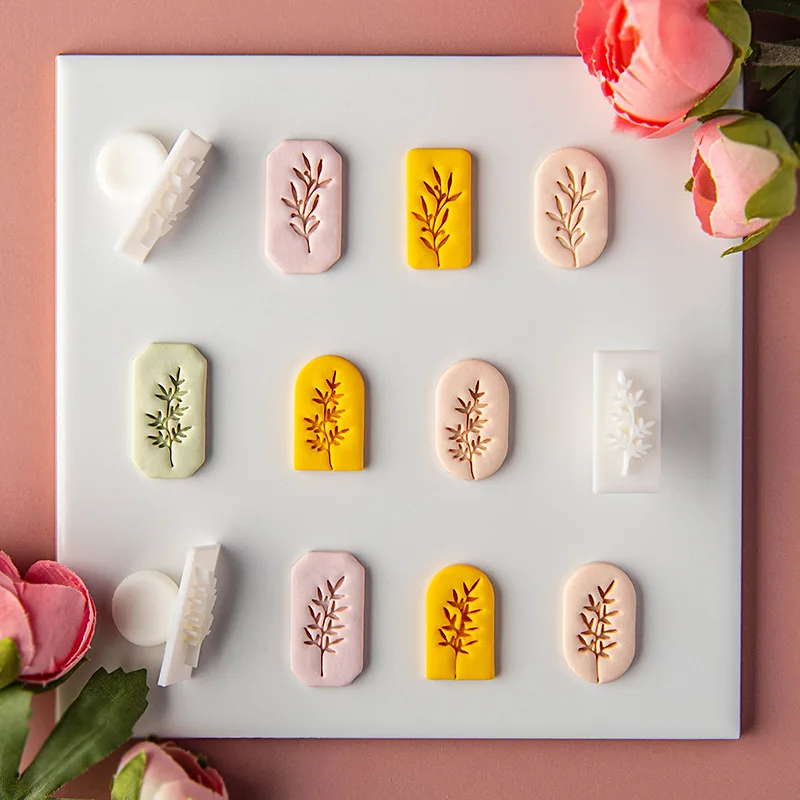 Grass Leaf Clay Stamps Embosser Seal Creative Polymer Clay Cutter Jewelry Pottery Ceramic Crafts Diy Earring Making Supply Tool polymer clay tools pottery tools clay sculpting tools pottery sculpting tools clay craft tool