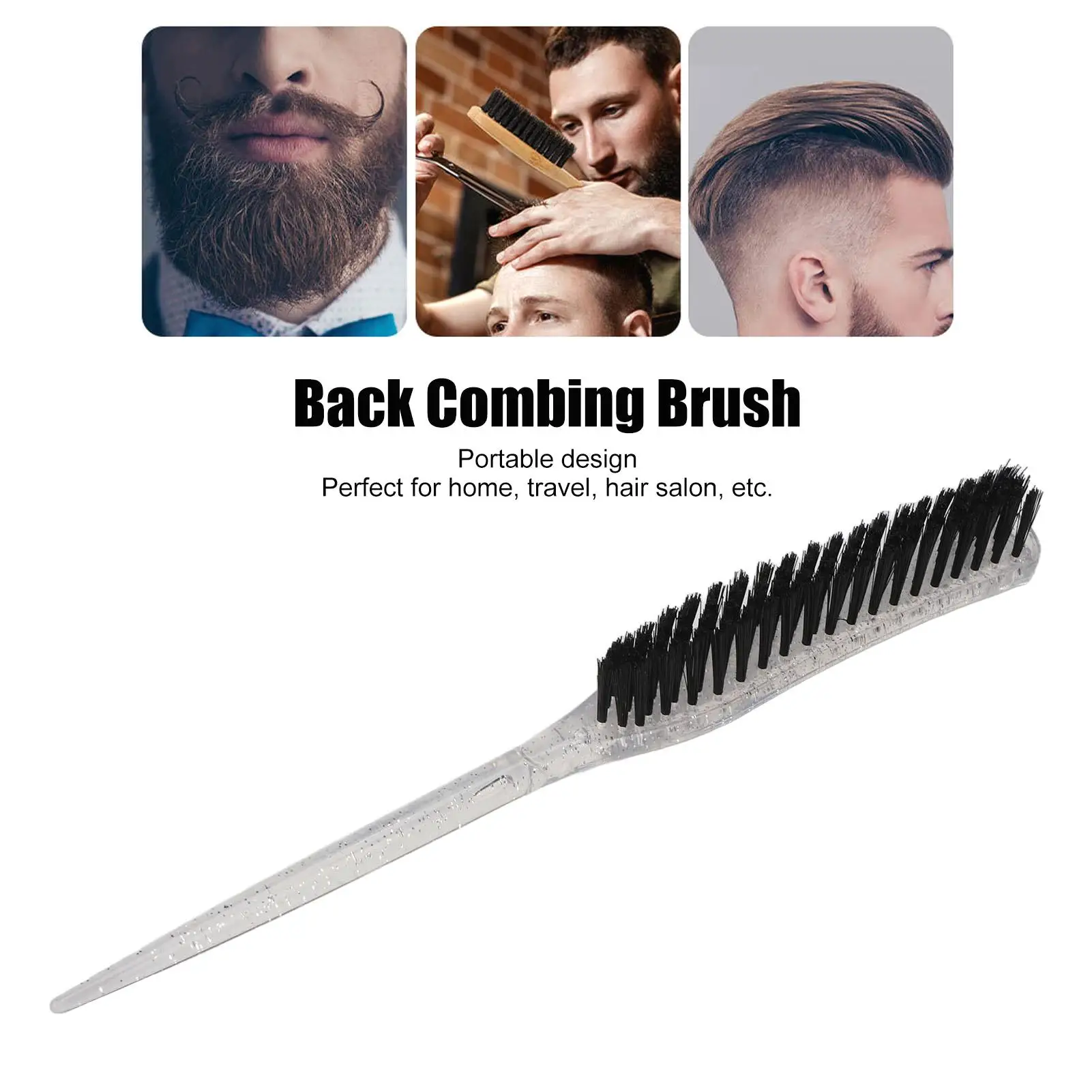 Ergonomic Nylon Handle Rat Tail Hair Teasing Brush - Volume Styling Tool for Men and Women (Home Use)