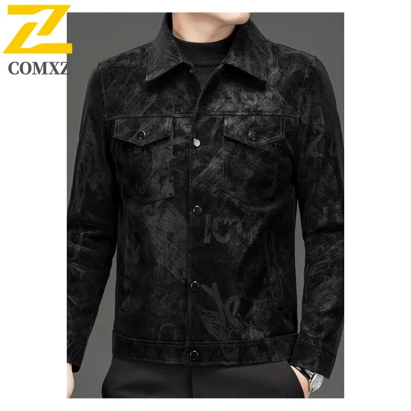 EIAO Spring Autumn Men's Suede Leather Jacket Versatile Casual Lapel Coat Business Trendy Korean Style Sports Outerwear New 2025