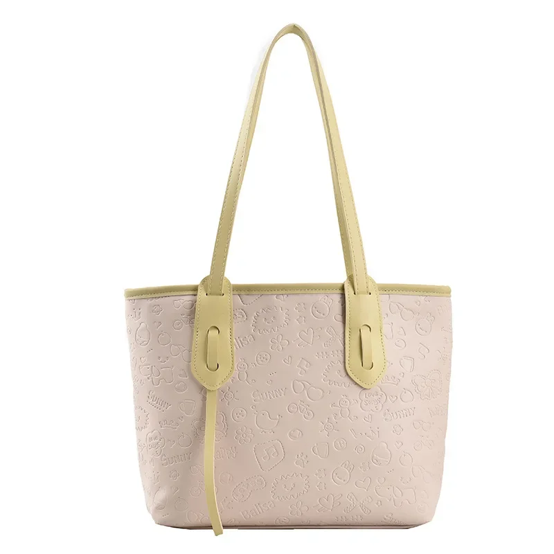 Large Capacity Fashion Cartoon Embossed Versatile Women's 2024 New Tote Lady Shoulder Underarm Bag