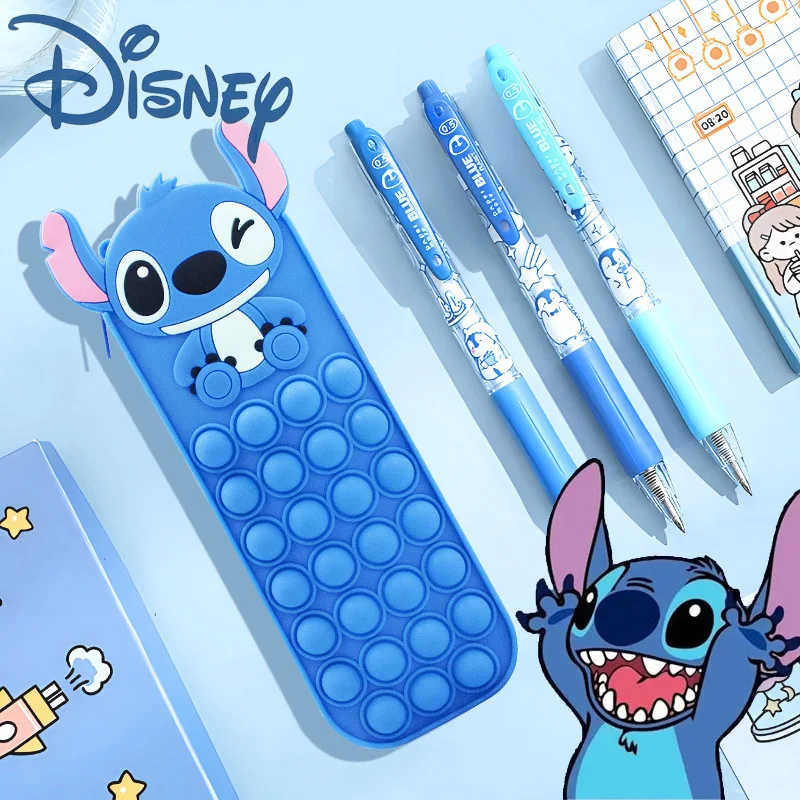 

Disney Stitch Pencil Case Children's Pencil Cases Large Capacity Stationery Box Creative Silicone Pen Bag Birthday Gift