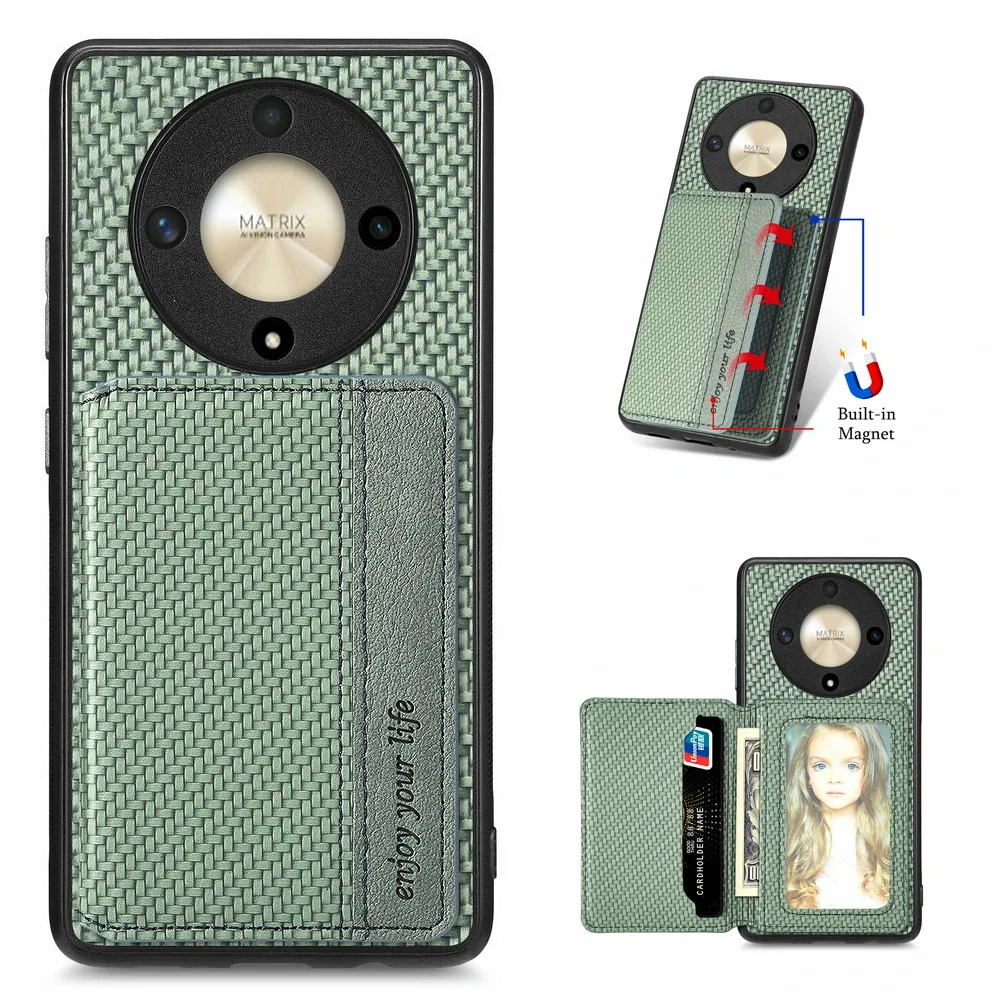 Leather Card Case with Anti-theft Magnetic Back Panel – Wallet Cover
