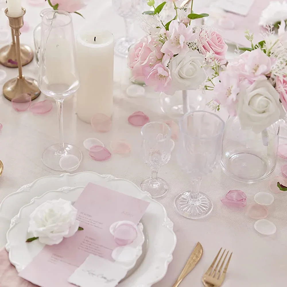 Organza Artifical Rose Petals for Marriage Accessories Homme Decor Romantic Blush Pink Handmade Petals 200Pcs/Bag