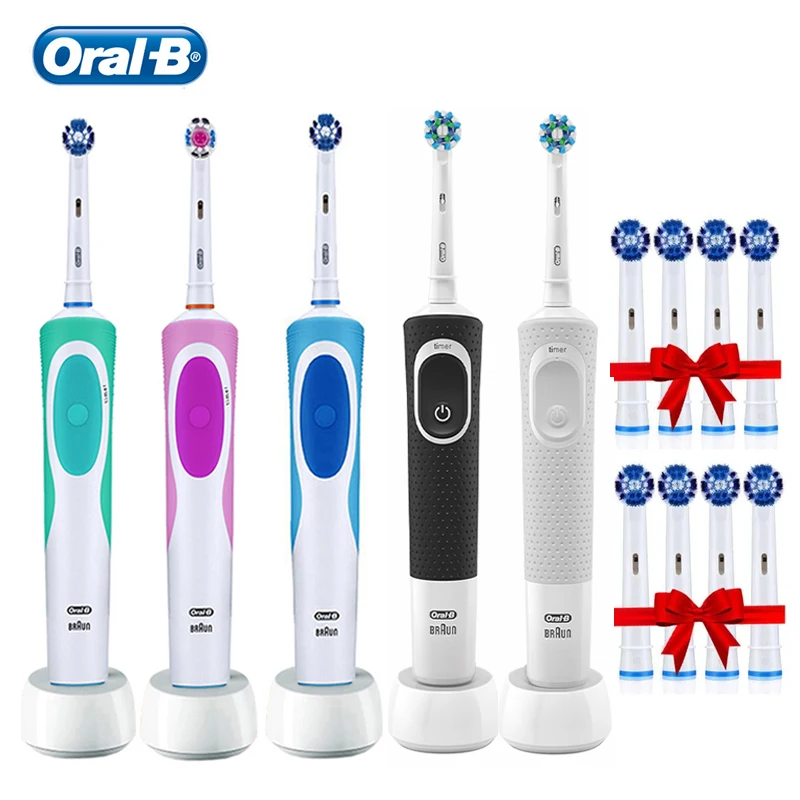 Escova de Dentes Elétrica Oral B-vitality Escova de Dentes Recarregável Adulto tipo Rotação Escova Impermeável com Cabeças