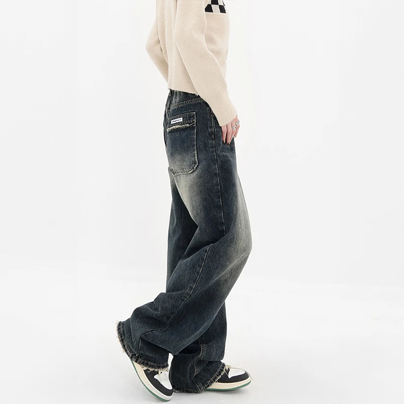 Harajuku Y2k Baggy Jeans Women Streetwear Retro Blue Fashion Autumn Washed High Waist Pants Loose Wide Leg Denim Trousers Female