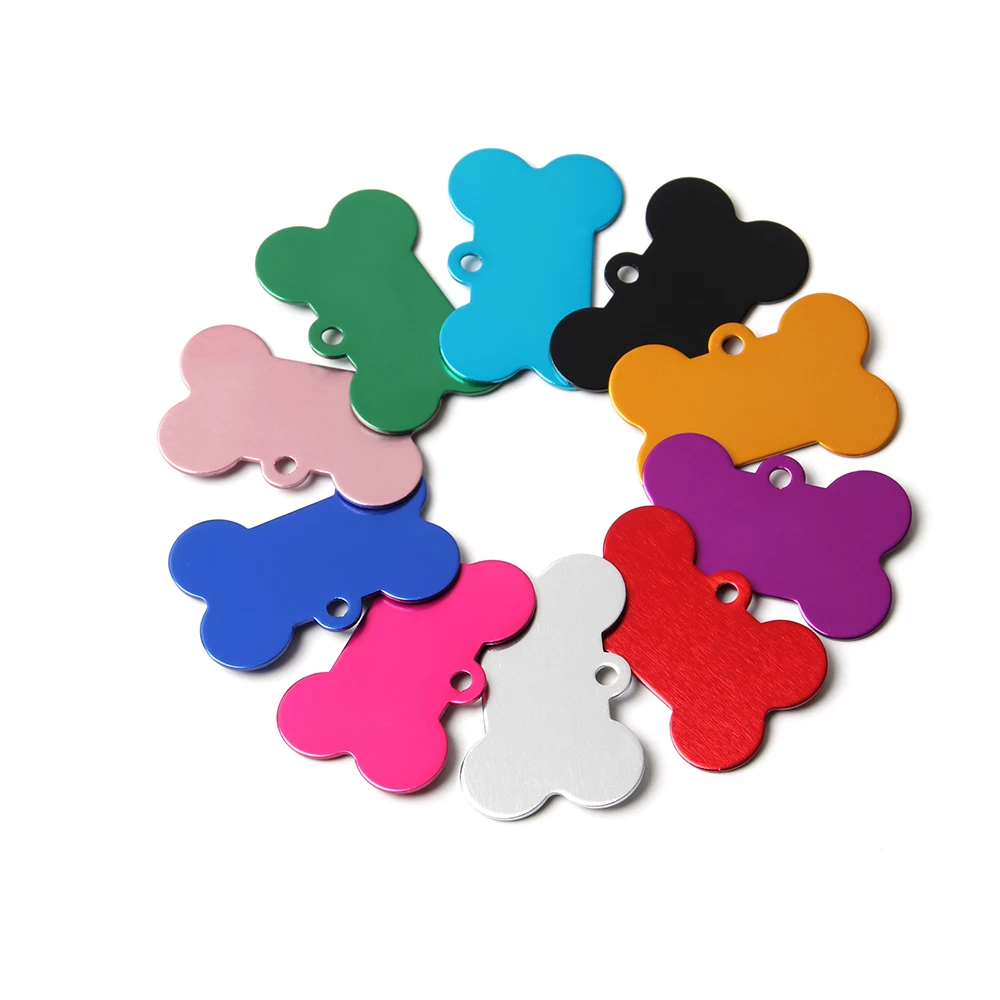 

100PCS Aluminum Customized Dog Tag For Small Dog Pet Bone Name ID Number Tags Dogs Pets Collar Accessories Pet Supplies For Dogs