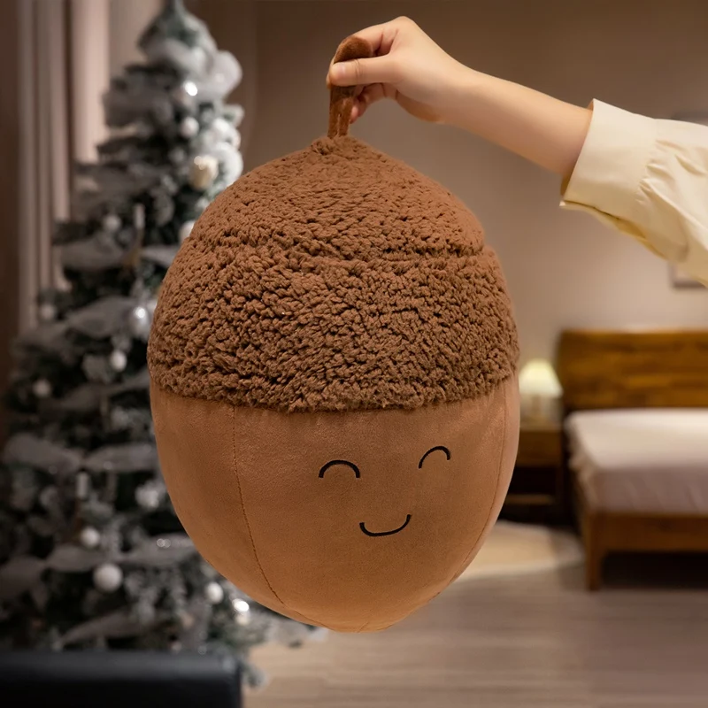 Cartoon Happy Chestnut Family Plush Toys Smile Hazelnut Doll Soft Cotton Stuffed Cozy Throw Pillow Kawaii Kids Gift Home Decor