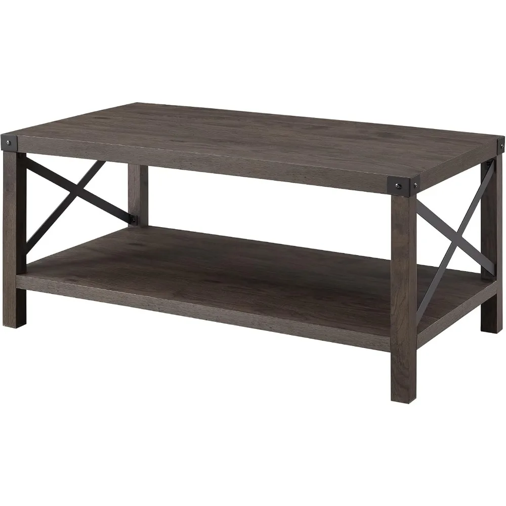 Sedalia Modern Farmhouse Metal-X Coffee Table, 1 Pack, Sable Grey 5