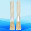 2pcs Chalk Wax Brush Round Hair Wood Handle Painting Waxing Tool For Stencils Furniture ( Beige ) 4