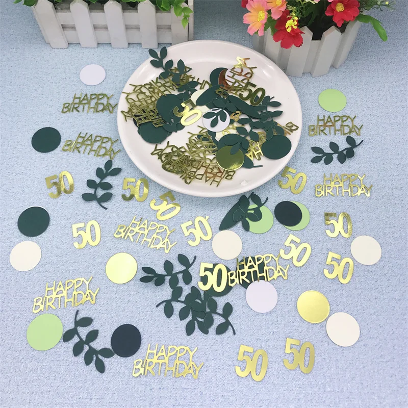 1Bag Gold Glitter Leaves Number 30 40 50 60 Birthday Party Confetti Women Men Adult Anniversary Table Scatters Wedding Supplies