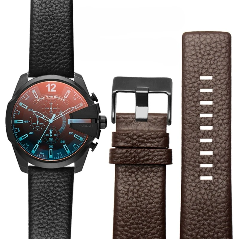 

22mm 24mm 26mm 27mm 28mm 30mm 32mm For Diesel Watches Genuine leather strap DZ4323 1657 4318 DZ4344 Litchi grain men Watchband