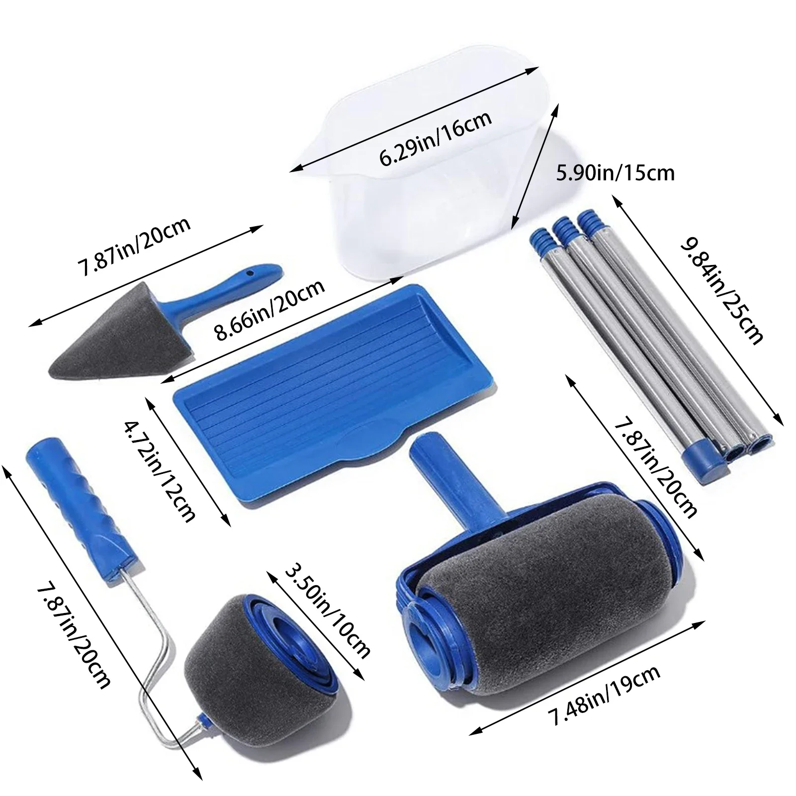 Paint Roller Brush Roller Kit Foam Interior Paint Brushes Triangles Paint Brush for Household Hardware Tools