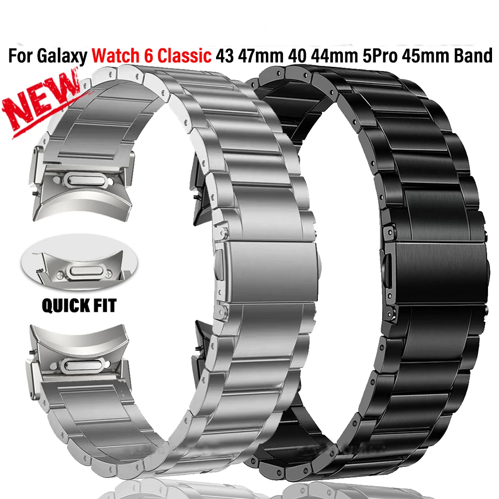 

stainless steel Strap For Samsung Galaxy Watch 6/4 Classic 47 43 42 46mm 6/5/4 40 44mm 5Pro 45mm No Gaps Quick Fit Business Band