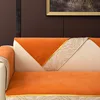 Chenille Orange Real Leather Sofa Cushion Fur Sofa Cover Non-slip and Dustproof Thick Soft Couch Cover Furniture Protector 4
