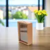 Wooden Piggy Bank 6 Inch Money Box Clear Window Photo Frame Tip Jar Wood Acrylic Compact Gift Families Friends 2