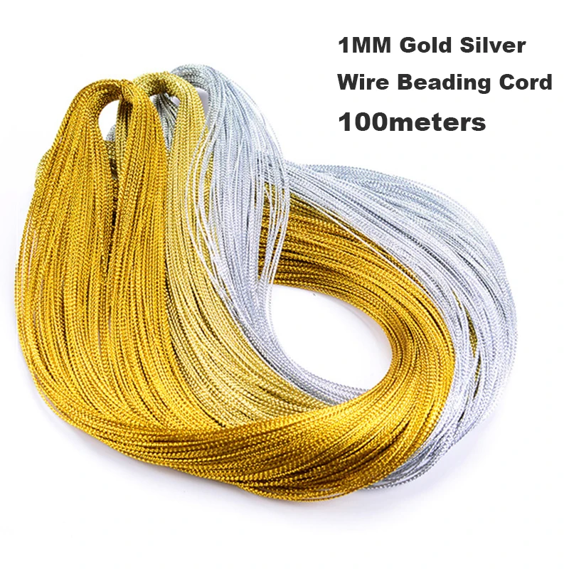 100Meters/Lot 1MM Gold Silver Wire Beading Wire Cord String For DIY Craft Jewelry Making Finding Accessories aluminum wire